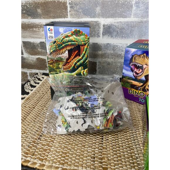 Four Puzzles Dino Glow Zone 100 piece puzzles Glow in the dark 2 New and 2 used - Picture 10 of 10